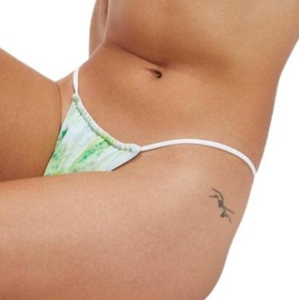 NWT Good American Women Green Marble Swim bottom sz 1/S